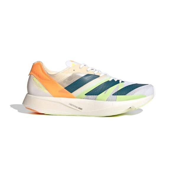 Adidas Mens adizero Takumi Sen 8 Running Shoes Runners Sneakers - White/Teal/Orange US 8