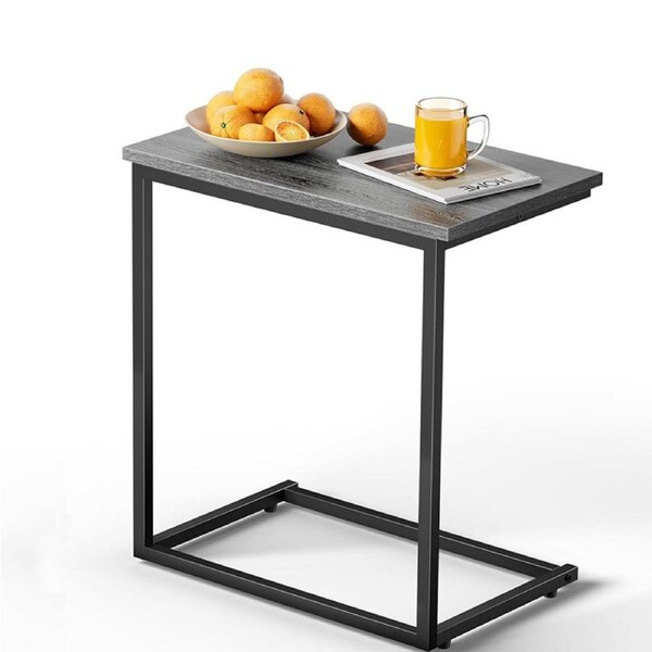 Catzon C Shaped End Table for Living Room Bedroom Samll Couch Tray-Grey