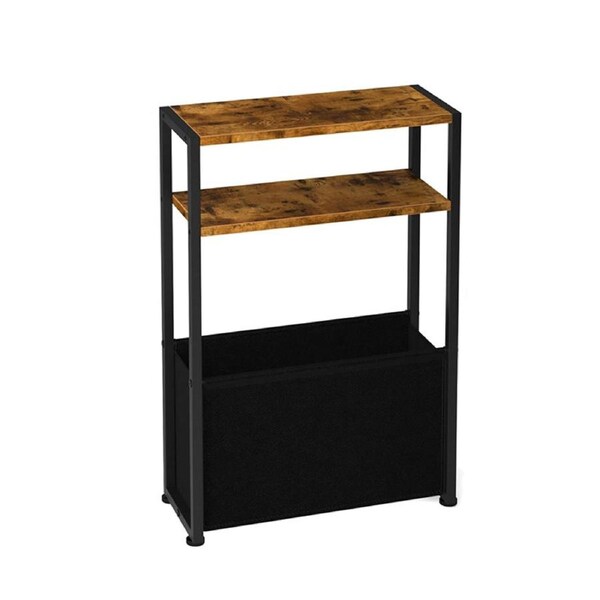 Catzon Narrow Side Table with Fabric Basket Skinny Table for Small Spaces