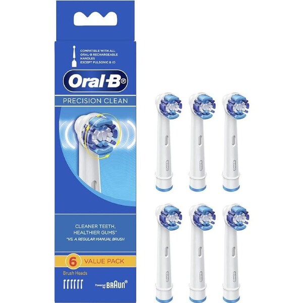 Oral-B Precision Clean Replacement Electric Toothbrush Heads Refills, 6 Pack