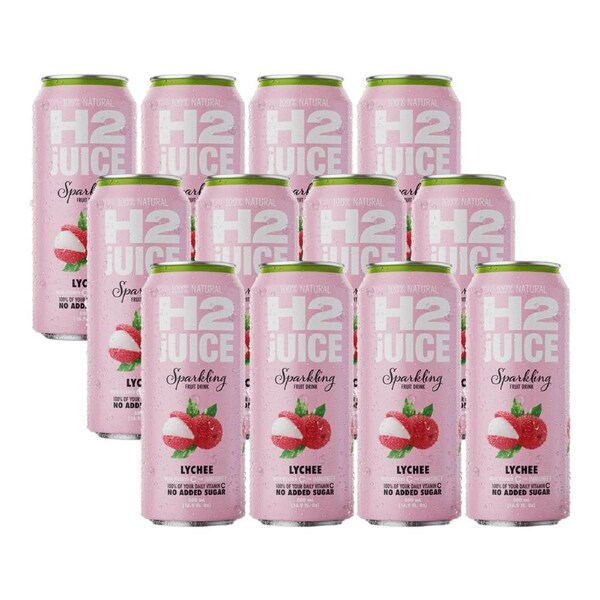 H2 Juice 500Ml Sparkling Fruit Drink Lychee 12 Pack