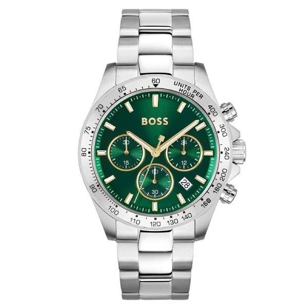 BOSS by Hugo Boss Silver Steel Green Dial Chronograph Men's Watch - 1514217