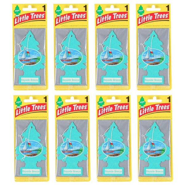 8x Little Tree 1 Pack Bayside Breeze Car Air Freshener Long-Lasting Scent 12x4cm