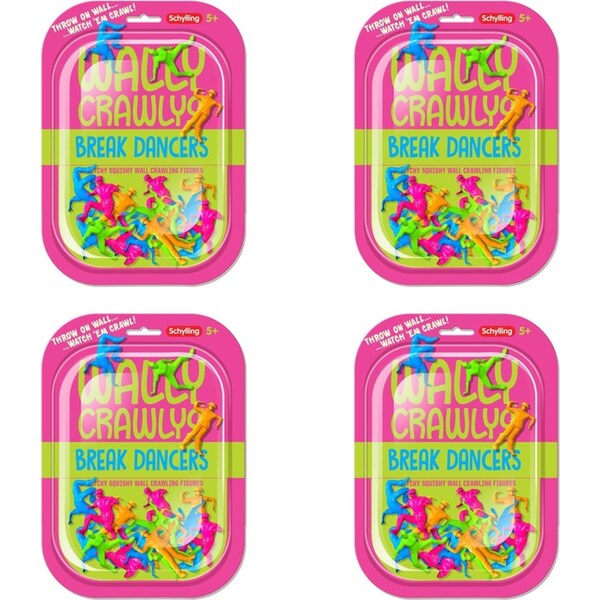 4PK Schylling Wally Crawly Breakdancers Stretchy Squishy Crawling Figures 5y+