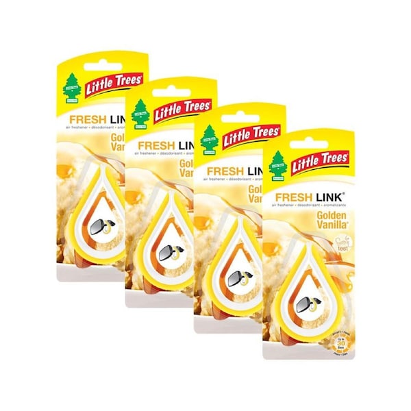 4x Little Tree Link Golden Vanilla Car Air Freshener Scent Fragrance 4x12cm