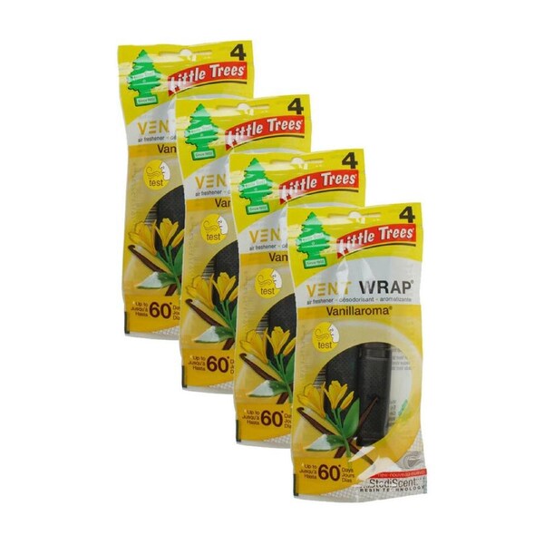 4x Little Tree Vent Wrap Vanillaroma Car Scent Fragrance Air Freshener 4x12cm