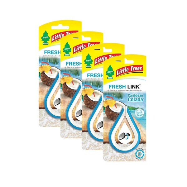 4x Little Tree Link Carribean Colada Car Scent Air Freshener Fragrance 4x12cm