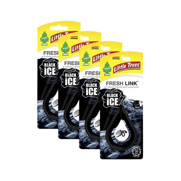 4x Little Tree Link Black Ice Car Scent Fragrance Auto Air Freshener 4x12cm