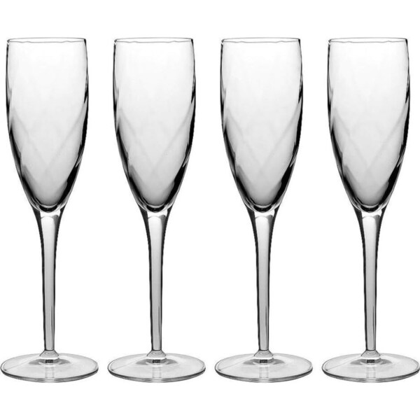 4pc Luigi Bormioli Canaletto 195ml Champagne Flute Glasses Set Stemware Clear