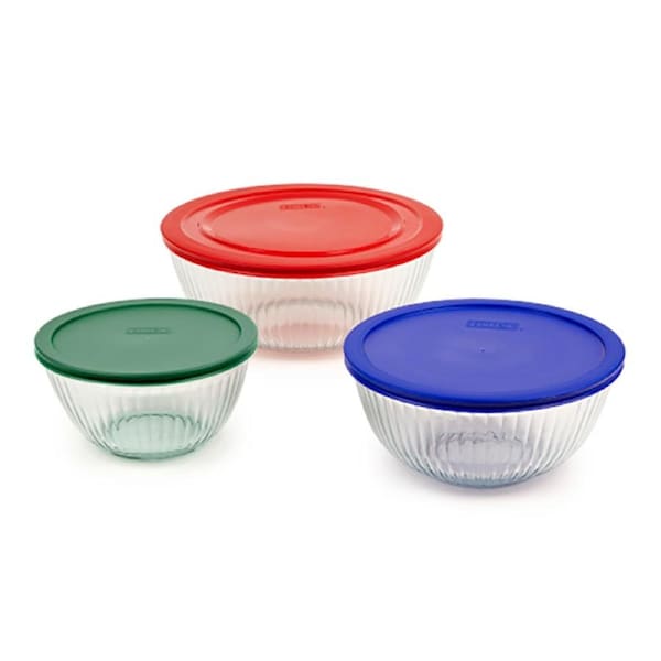 Pyrex Sculpted 6 Piece Glass Mixing Bowls