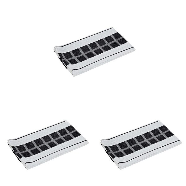 3x J. Elliot Chef Tea Towel 50x70cm Absorbent Cotton Kitchen Dish Cloth Black