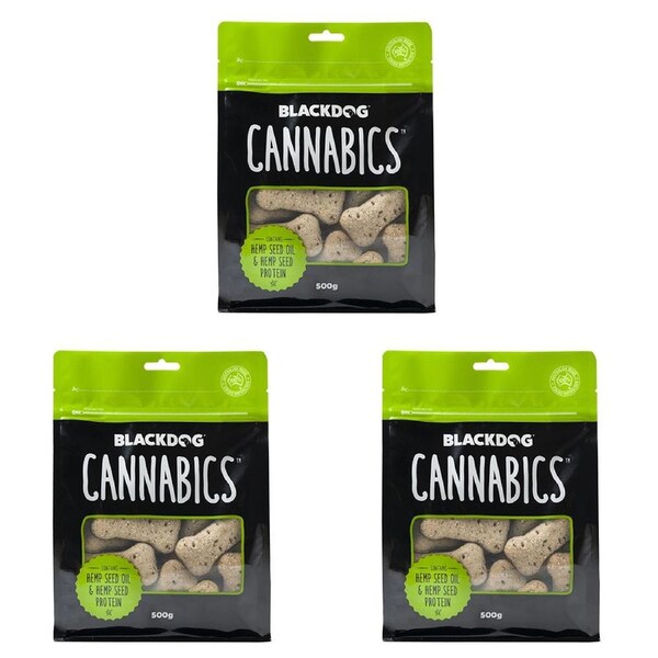 3x Blackdog Cannabics Dog/Pet Treats Hemp Seed Oil/Protein Food/Snacks 500g