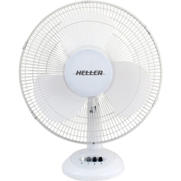 Heller 40cm Desk Fan-White 3-Speed, Oscillation/Tilt Adjustment - HHDF40SG