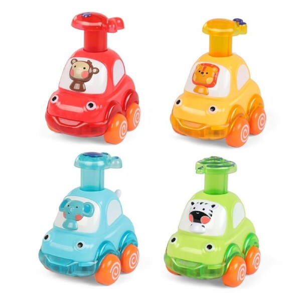 Catzon 4 Pcs Baby Toy Cars Cartoon Wind up Vehicle for 18 Months Ideal Gifts Set C