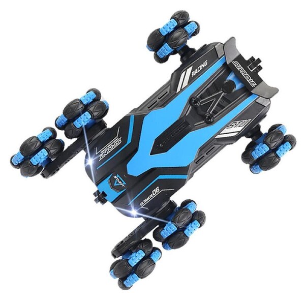 Catzon 6WD Drift Stunt RC Cars 360 Rotating with LED Light for Xmas Gifts Blue