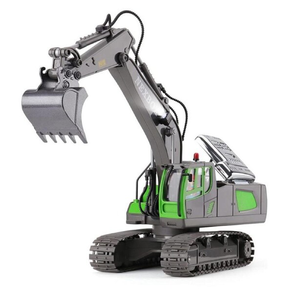Catzon 2.4Ghz RC Excavator Toys 1/20 with Metal Shovel Lights Sounds for Age 6+ Grey