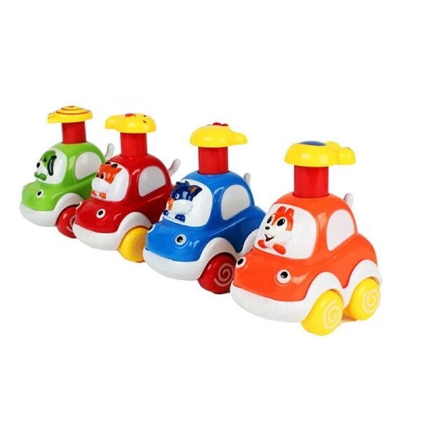 Catzon 4 Pcs Baby Toy Cars Cartoon Wind up Vehicle for 18 Months Ideal Gifts Set A