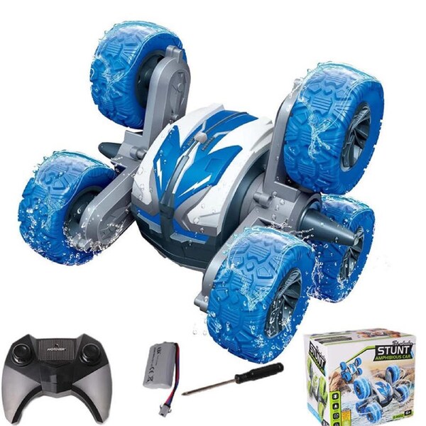 Catzon Waterproof RC Stunt Cars Double sided Driving 360 Flips for Kids 6+ Blue