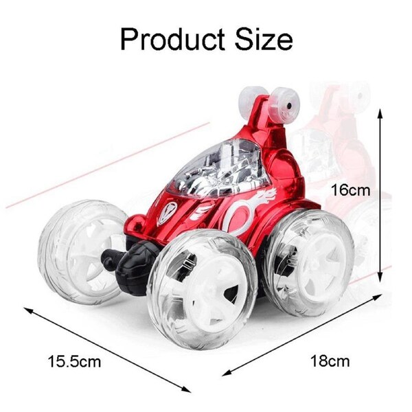 Catzon RC Stunt Car Invincible 360 Rolling Twister with Colorful Lights Music Red