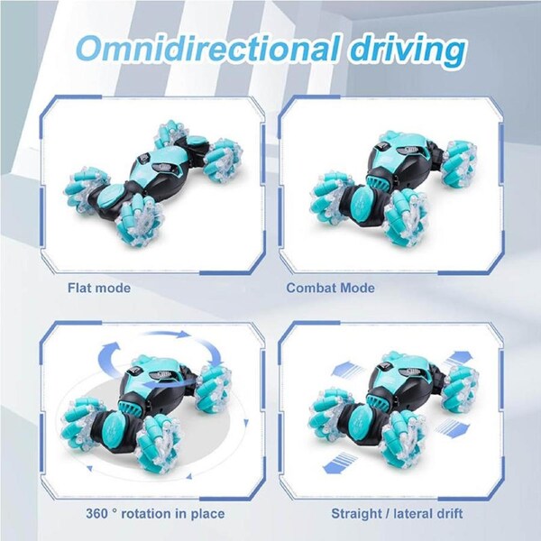 Catzon LED RC Car Gesture Sensing 4WD 360 Rotating for Age 8+ Year Old Blue