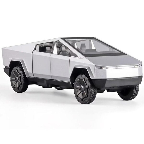 Catzon 1/32 Scale Diecast Truck Model Zinc Alloy Pull Back Car with Sound Light-Sliver
