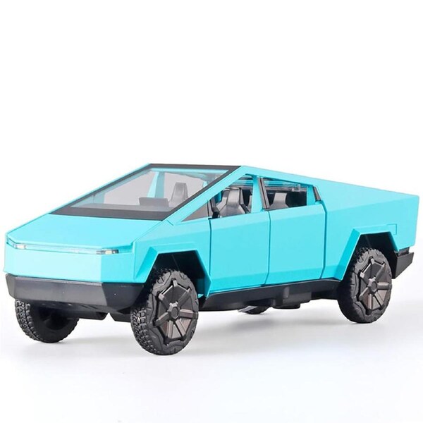 Catzon 1/32 Scale Diecast Truck Model Zinc Alloy Pull Back Car with Sound Light-Blue