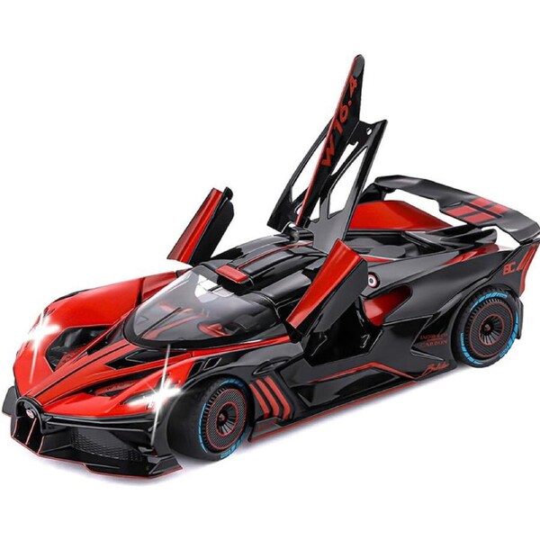 Catzon Pull back Toy Car Model 1/24 with Lights & Sound Alloy Diecast-Red
