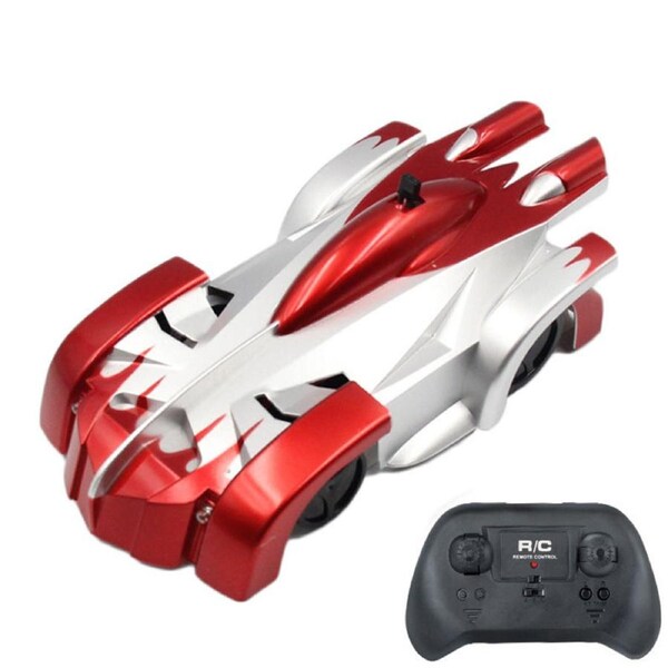 Catzon Wall Climbing Remote Control Car 360 Rotating Dual Mode with Headlight Red