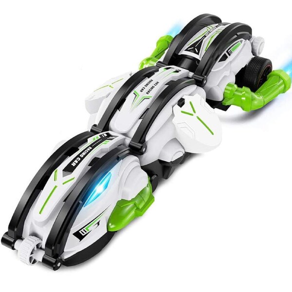 Catzon Remote Control Stunt Snake Car 360 Roll with LED Lights for Boys Green