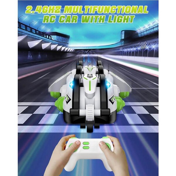 Catzon Remote Control Stunt Snake Car 360 Roll with LED Lights for Boys Red