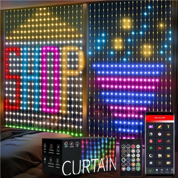 Advwin String Lights 2m x 2m Smart Curtain Lights 400 LED with Remote Control & APP Music Sync Dynamic DIY