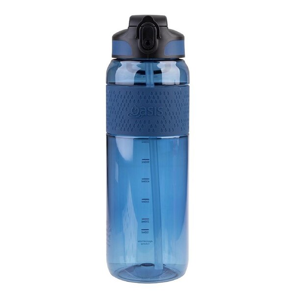 Oasis Tritan Sports Bottle with Sipper and Straw 1 Litre - Blue Ocean