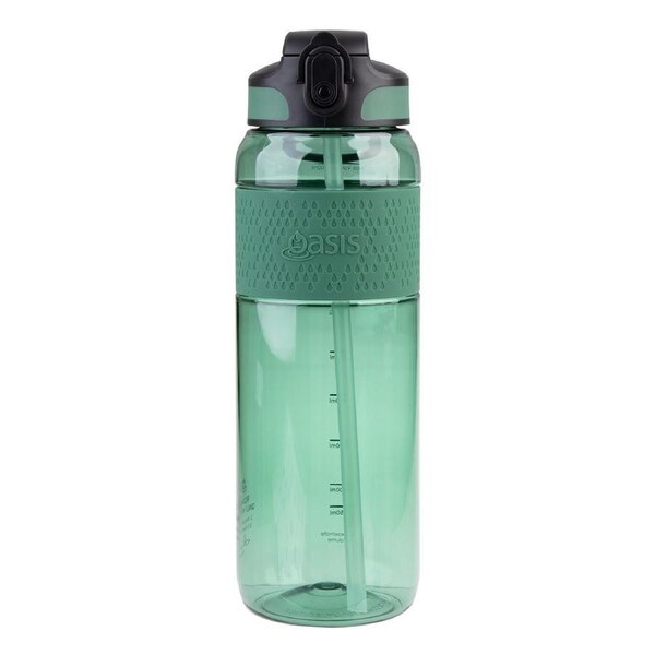 Oasis Tritan Sports Bottle with Sipper and Straw 1 Litre - Forest Green