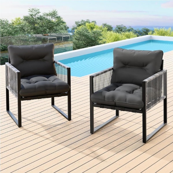 ALFORDSON Outdoor Furniture 2x Lounge Chairs Patio Garden Armchair Rattan Chair Black Grey