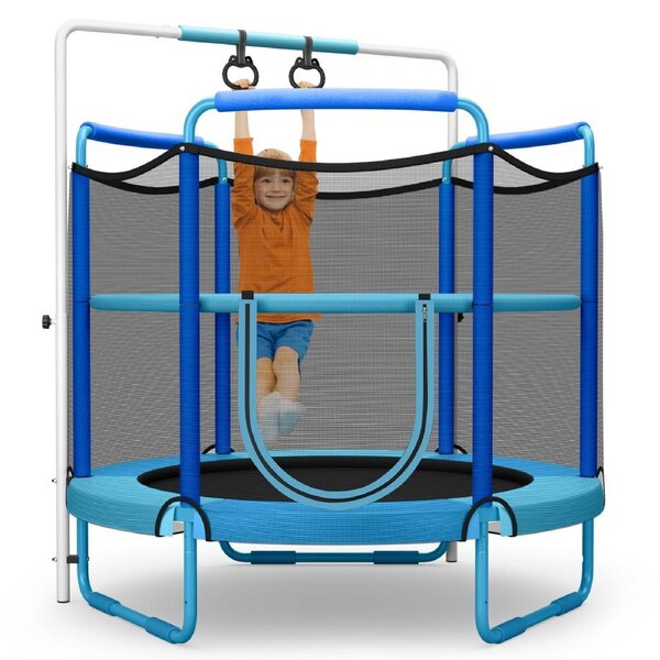 Costway 143-163cm 3-in-1 Game Trampoline Seamless w/Enclosure Net Spring Pad In/Outdoor Rebounder Gift