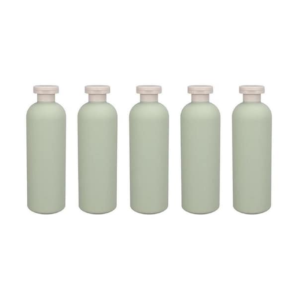 5PCS Green Squeeze Bottles Refillable Plastic Liquid Soap Lotion Travel Use