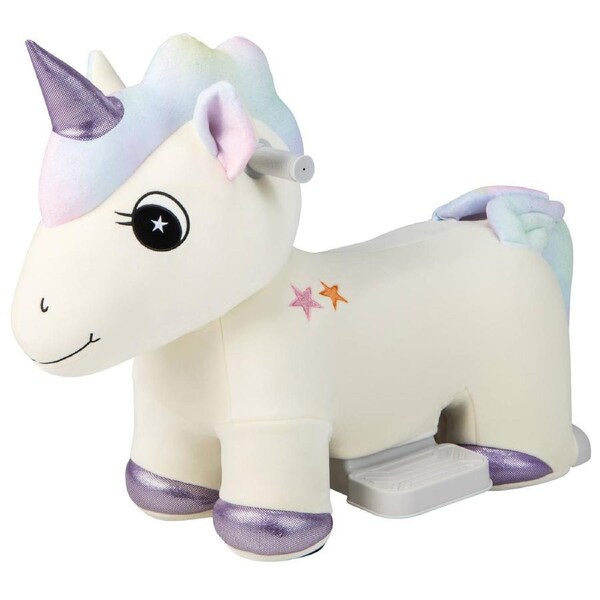 Babyjoy Kids Plush Ride On Car Electric Unicorn Toy w/Music Function Battery Powered Play Horse White