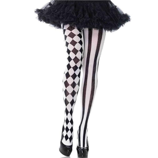 Black and White Harlequin Tights