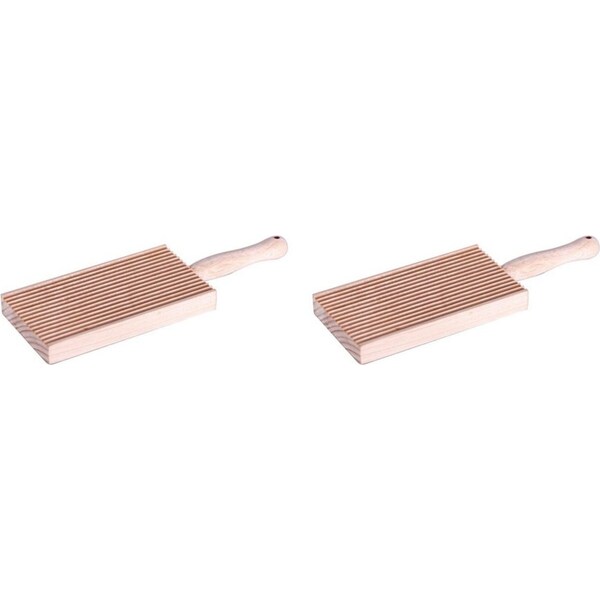 2x Avanti Wooden 20cm Rectangular Gnocchi Board Kitchen Pasta Maker/Paddle Brown