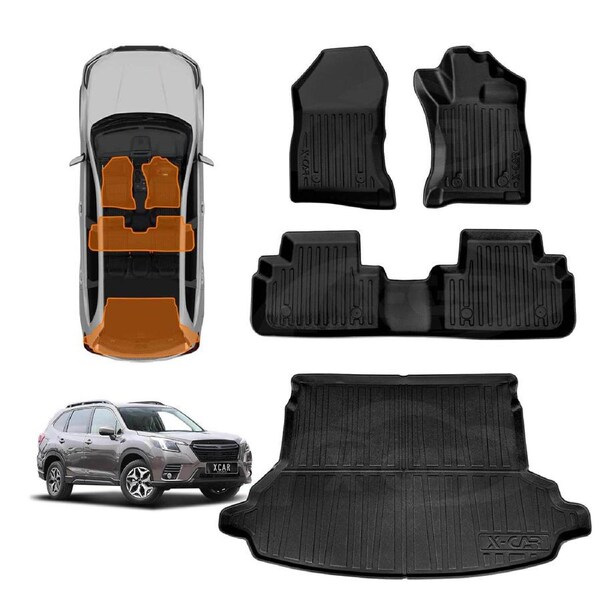 3D Floor Mats Boot Liner for Subaru Forester 5th Gen 2018-2025 Without Subwoofer All Weather Heavy Duty Cargo Car Trunk Luggage Tray