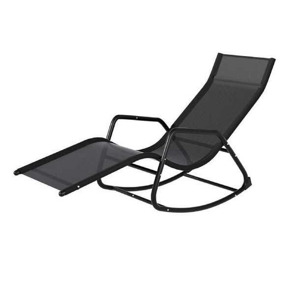 Outdoor Sun Lounger Rocking Patio Garden Chair Chaise Steel Frame 155x60x84cm