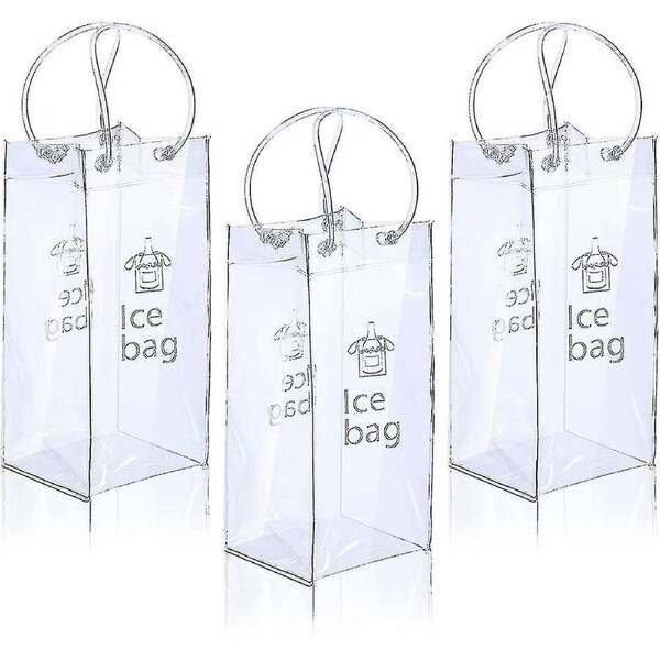 3 Pieces Portable Ice Wine Bag Wine Cooler Bag Pvc Wine Pouch Bags With Handle