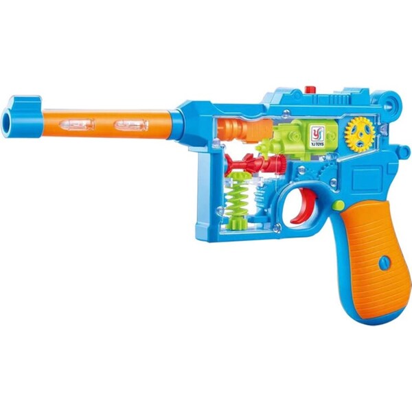 Catzon Light Up Gun with Colorful Moving Gears & Music Sensory Toy for Kids-B