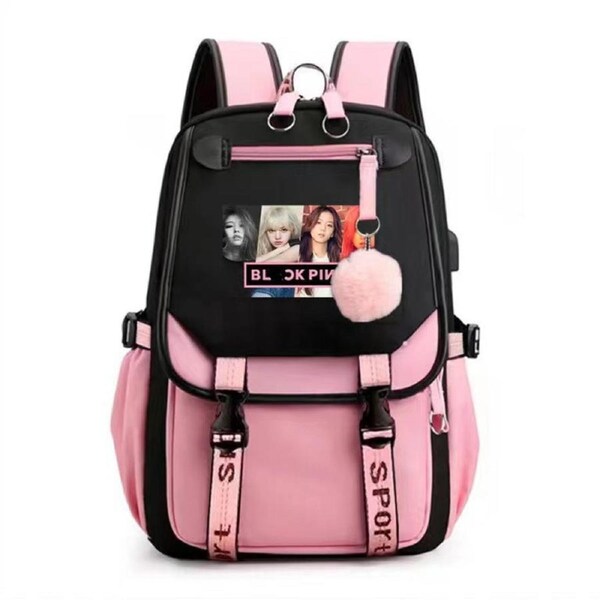 School Bag Bookbag With Usb Charging & Headphone Port(Blackpink)Blackpink Backpack Laptop Bag