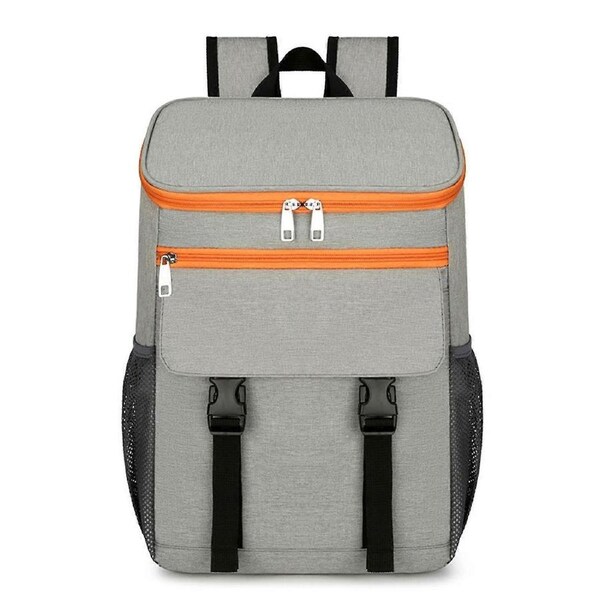 Large Capacity Insulated Cooling Backpack Waterproof Picnic Cooler Bag Grey And Orange