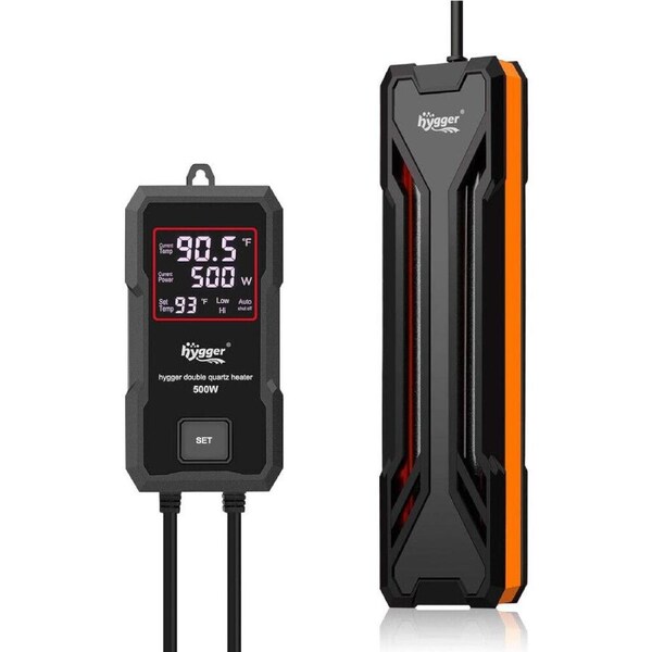 Hygger Submersible Double Quartz Heater 500W - Black