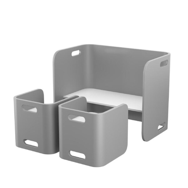 CostwayTable & Chairs Set Toy Storage Box Activity Play Desk Furniture Grey