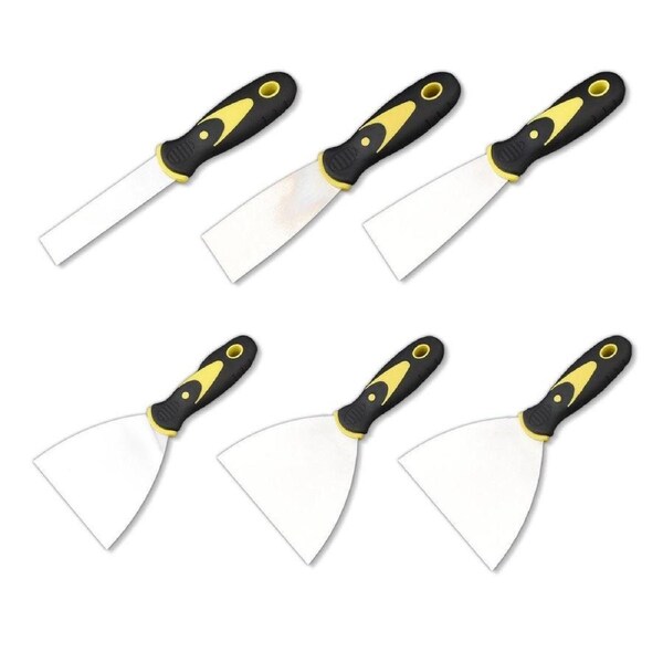 6PCS Stainless Steel Putty Knife Set Scraper Trowel Tool Kit for Cleaning Paint