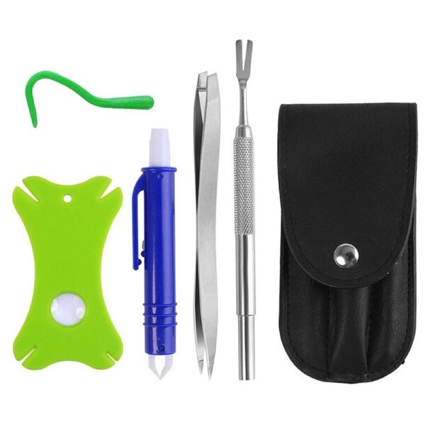 5PCS Pet Flea Tick Removal Tool Set Dog Cat Lice Fork Tweezers Kit Silver Hook