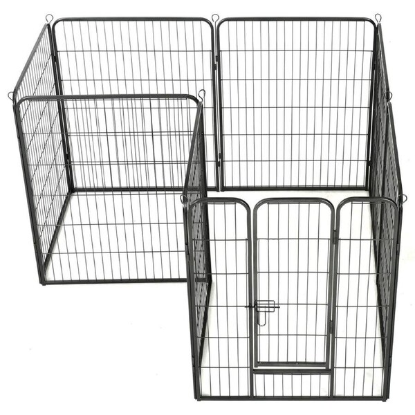 Dog Playpen 8 Panels Steel 80x100 cm Black